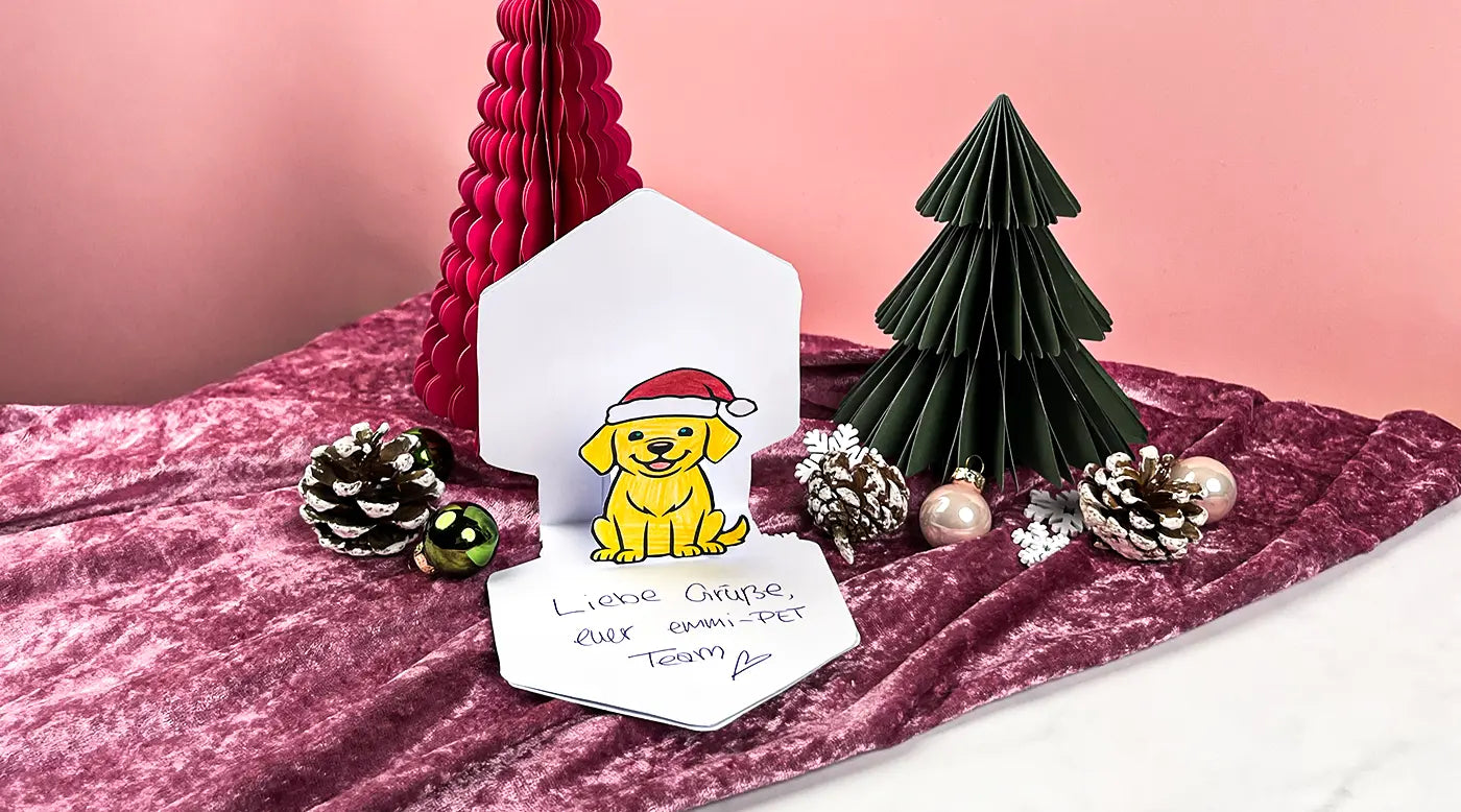 DIY: Weihnachtliche Pop-up-Karte mit Hund basteln