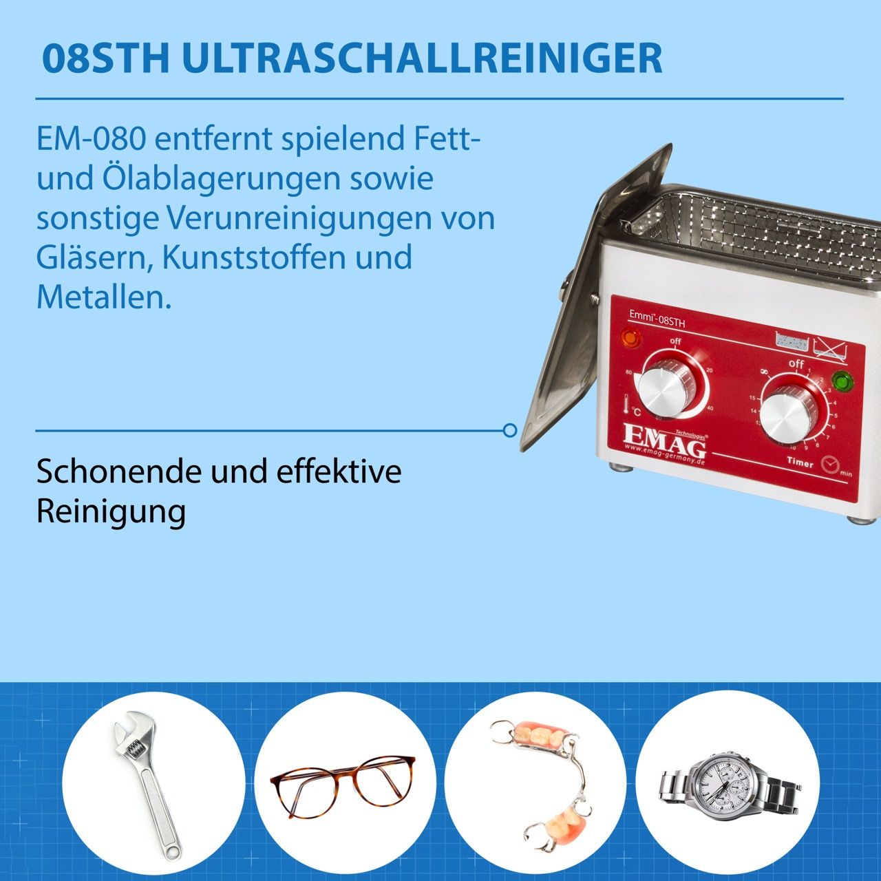 08STH Ultraschallreiniger Edelstahl mit Heizung