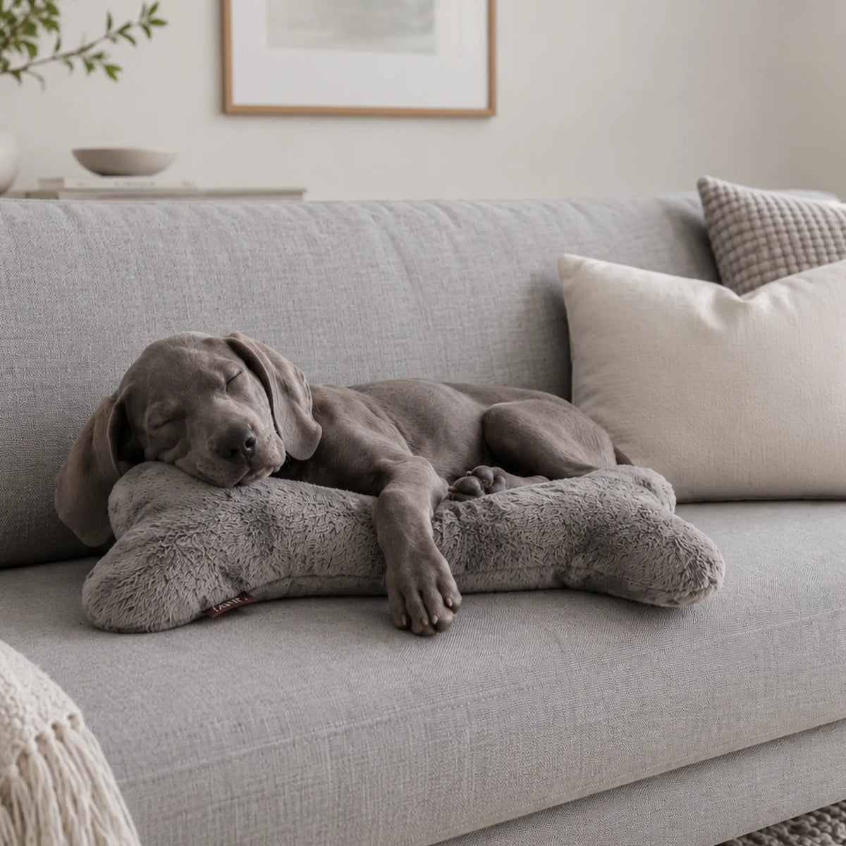 Cuscino per cani emmi-PET a forma di osso grigio